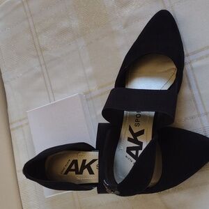 Anne Klein Sport Silver and Black Flats Minimalist Design